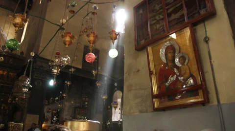 Light entering the church through a window Stock Footage 32152440