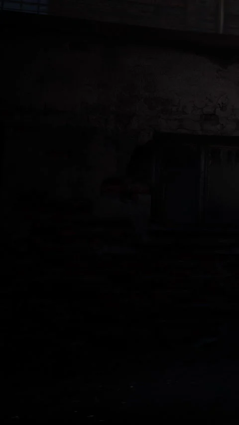 Light enters a dark room through a window in an old building Stock Footage 346678556