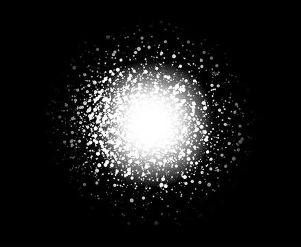 Light explosion noise spray round gradient. Dotted white grain stipple texture Stock Illustration