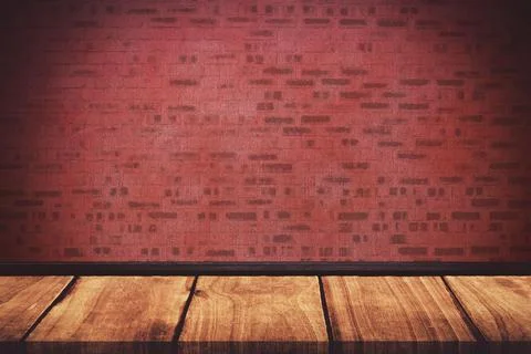 Light falling on red brick wall against floorboard Stock Illustration