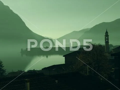 Light feldgrau panorama lake Como Stock Photos