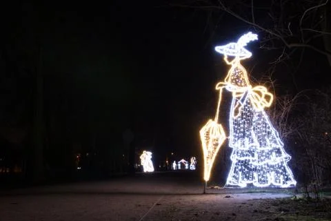 Light figures installation Stock Photos