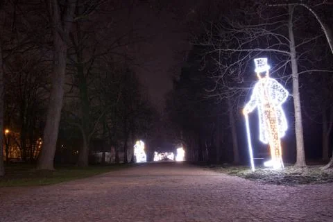 Light figures installation Stock Photos