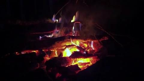 The light from the fire and the flames in the night sky. the colors of the fire Stock Footage 173199082