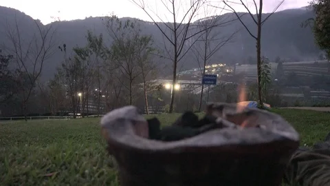 Light fire to cook at Mae Hong Son, Thailand Stock Footage 101207755