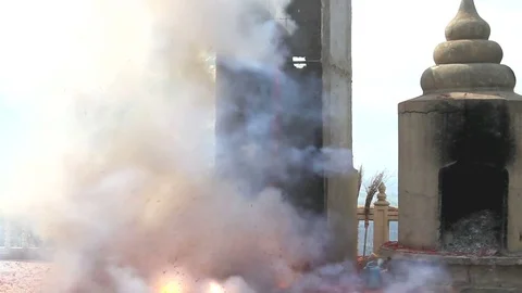 Light Firecrackers Burnt Stock Footage 79523618