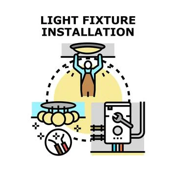 Light fixture installation process vector concept Stock Illustration