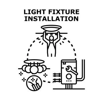 Light fixture installation process vector concept Stock Illustration