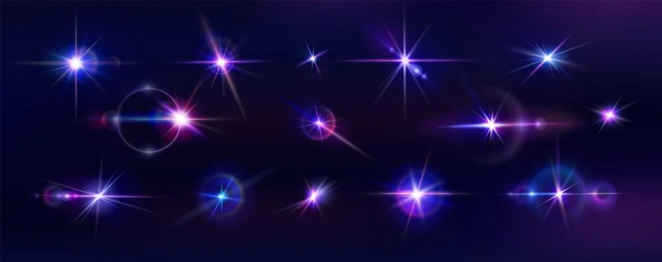 Light flare. Spark effect, space or star glint, twinkle beam, camera shine .. イラスト素材