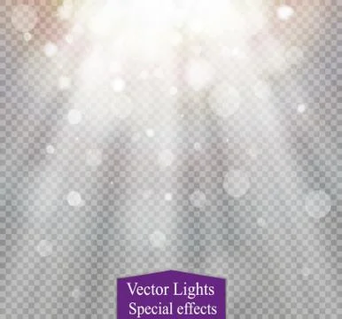 Light flare special effect with rays of light and magic sparkles. Stock Illustration