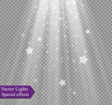 Light flare special effect with rays of light and magic sparkles. Stock Illustration