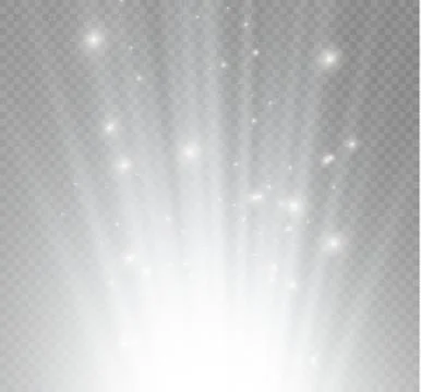 Light flare special effect with rays of light and magic sparkles. Vector illu Illustrazione stock