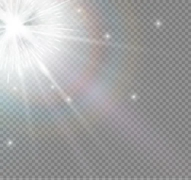 Light flare special effect with rays of light and magic sparkles. Vector Stock Illustration