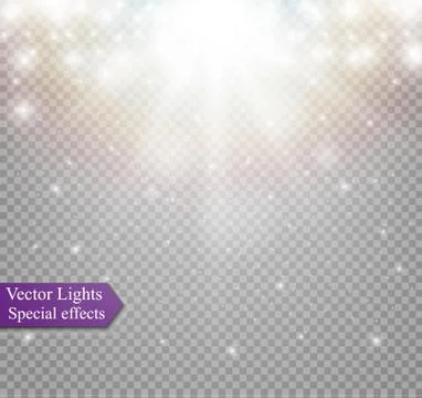 Light flare special effect with rays of light and magic sparkles. Vector Stock Illustration