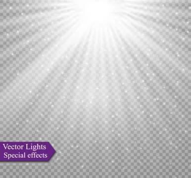 Light flare special effect with rays of light and magic sparkles. Vector Stock Illustration