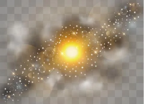 Light flare special effect with rays of light and magic sparkles. Stock Illustration