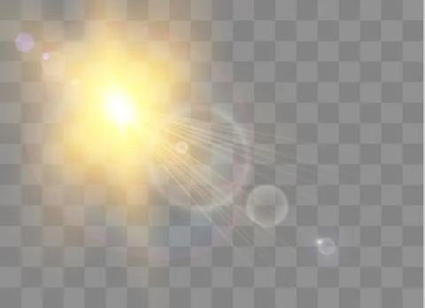 Light flare special effect with rays of light and magic sparkles. Glow transp Illustrazione stock