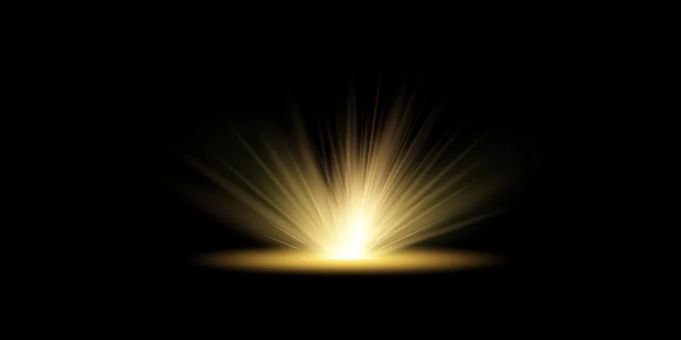 Light flare special effect with rays of light and magic sparkles. Glow Stock Illustration