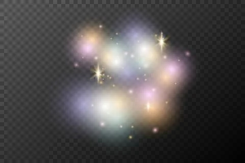 Light flash effect with flares and glow on a transparent background. Magical 库存插图