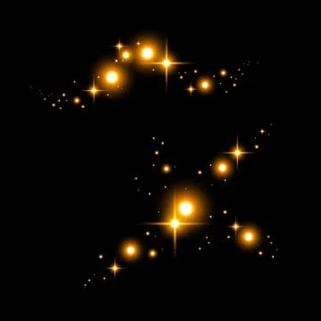 Light flashes. Sun beams and star lights . Isolated on a black background. se Stock Illustration