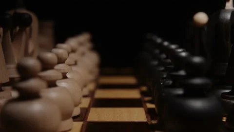 Light flashing over chess board, preparation for a strategic game. Stock Footage 148438569