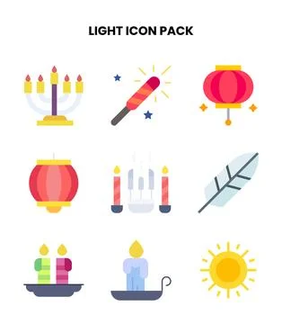 Light Flat Collection Icons Pack Ilustração Stock