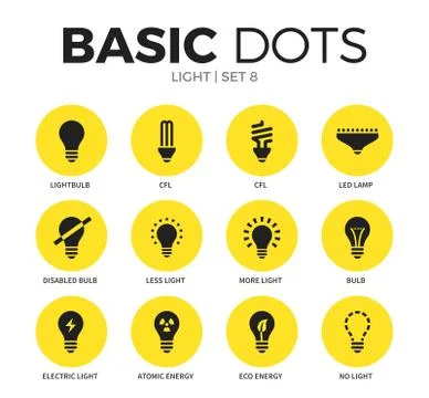 Light flat icons vector set Stock Illustration