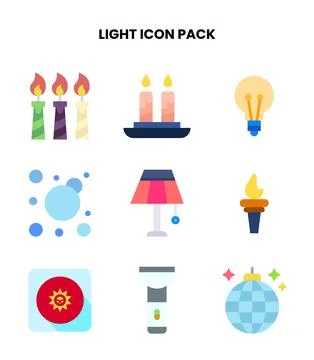 Light Flat Set Icons Pack Illustrazione stock
