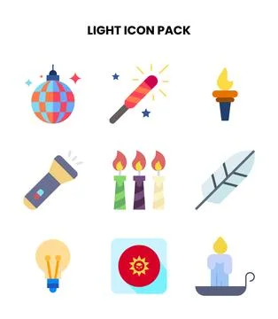 Light Flat UI Icons Pack Stock Illustration