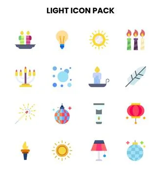 Light Flat Vector Icons Pack Stock Illustration