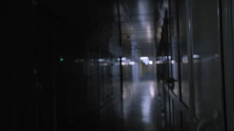 The light flickers in the dark corridor Stock Footage 101014887