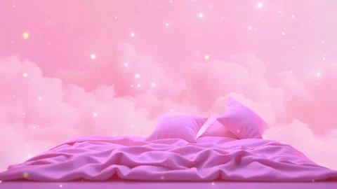Light Floating Bed: Tranquil scene of bedroom featuring a bed floating on cloud Stock Footage 317967824