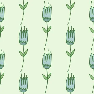 Light floral seamless pattern with contoured abstract tulip flowers. Design i Stock Illustration