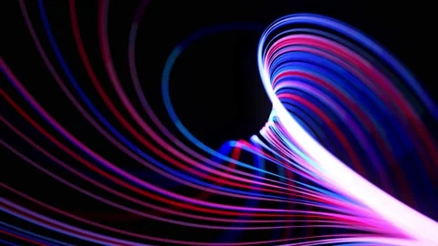 Light flow bg in 4k. Abstract looped background with light trails, stream of red Stock Footage 137525320