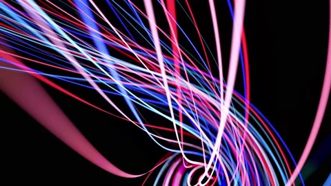 Light flow bg in 4k. Abstract looped background with light trails, stream of red Stock Footage 140197839