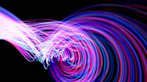 Light flow bg in 4k. Abstract looped background with light trails, stream of red Stock Footage 141671236