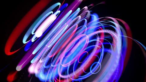 Light flow in ring structure, bg. 3d render. Abstract background with light 库存插图