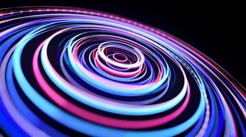 Light flow in ring structure, bg. 3d render. Abstract background with light Illustrazione stock