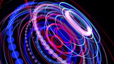 Light flow in ring structure, bg. 3d render. Abstract background with light Stockillustratie