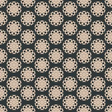 Light flower on a dark background symmetrical geometric seamless pattern 스톡 일러스트
