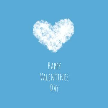 A light fluffy white cloud in the shape of a heart flies across the sky, the Stock Illustration