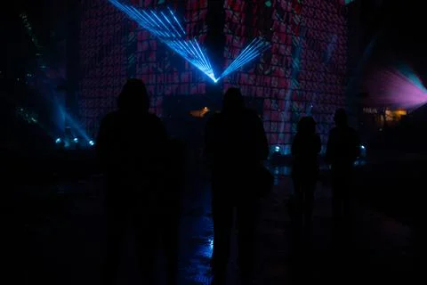 Light formations at the corporate light set, a multimedia story. Фото