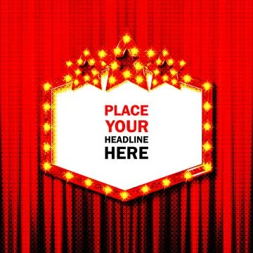 Light frame shining retro billboard with decoration. Stock Illustration