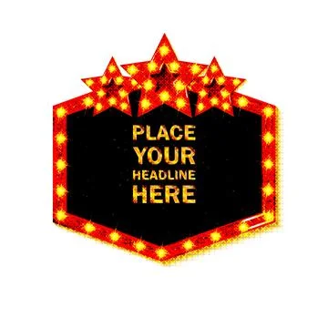 Light frame shining retro billboard with decoration. Stock Illustration