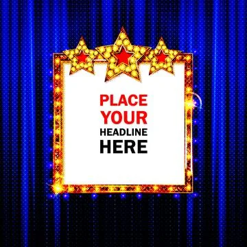 Light frame shining retro billboard with decoration. Stock Illustration