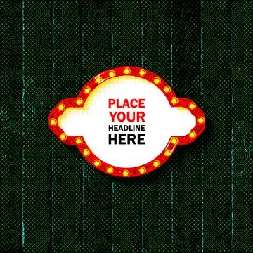 Light frame shining retro billboard with decoration. Stock Illustration