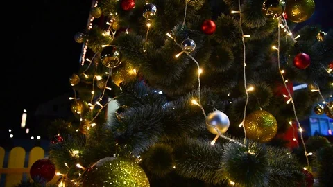Light garlands on the tree Stock Footage 99872111