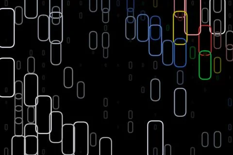 Light geometries on black background. Small spotlight with colorful geometrie Stock Illustration