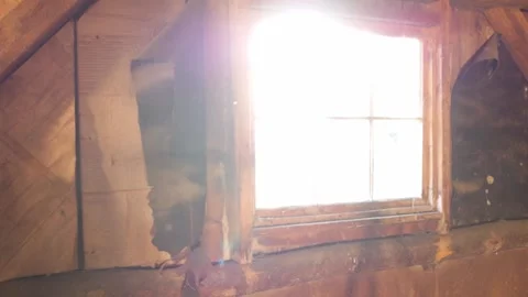 Light Glare Through Barn Window Slider Push In Stock Footage 236417800