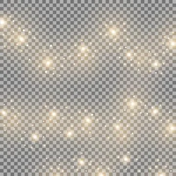 Light glow effect, star bursts, golden color Stock Illustration